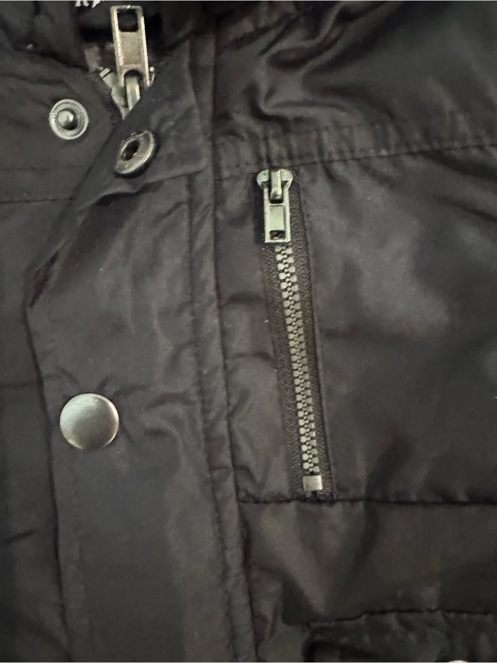 Mick Mack Black Hooded Puffer Jacket with Faux Fur Trim